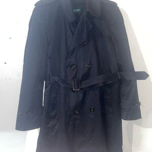Men's Ralph Lauren Black Rain Trench Coat Size 42S
